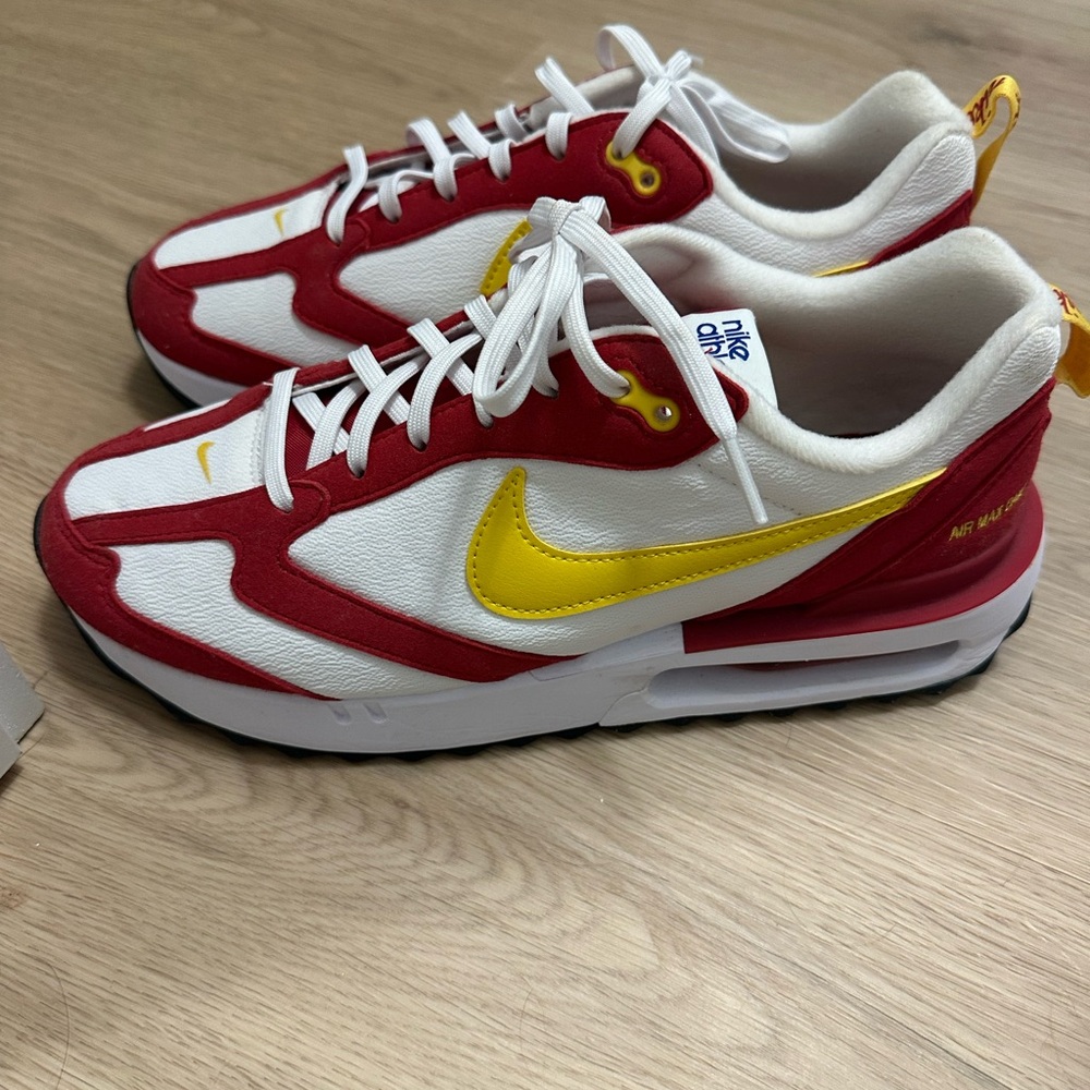 Nike White and Red Sneakers with Yellow Accents